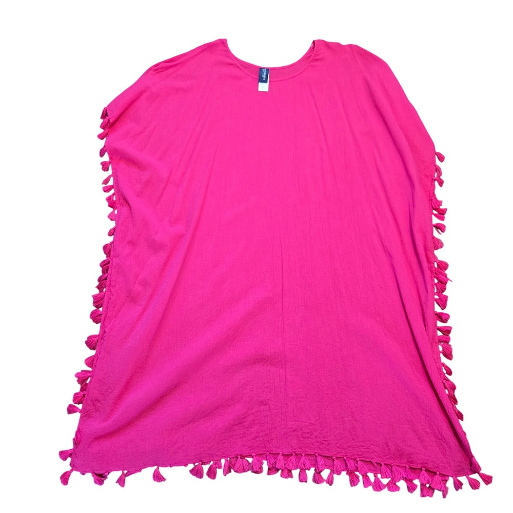 Swimsuits For All Hot Pink Tassel Kaftan Beach Cover Up One Size Boho Barbiecore